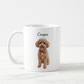 Taza De Café Mascota personalizada de perro marrón Doodle Nombr