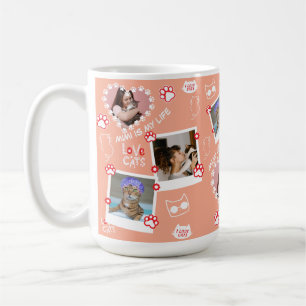 Taza De Café Mascota personalizado Foto De Gato Cara Collage Mu
