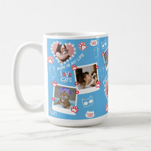Taza De Café Mascota personalizado Foto De Gato Cara Collage Mu