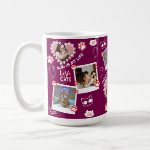 Taza De Café Mascota personalizado Foto De Gato Cara Collage Mu