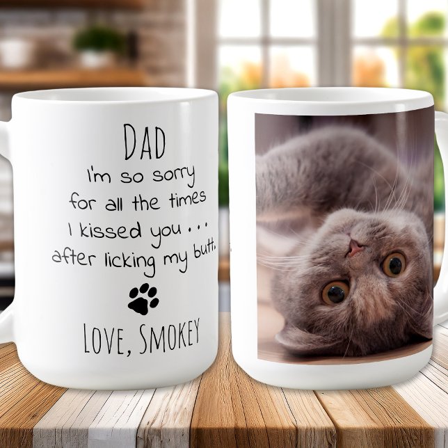 Taza De Café Mascota personalizado foto graciosa papá gato (Subido por el creador)