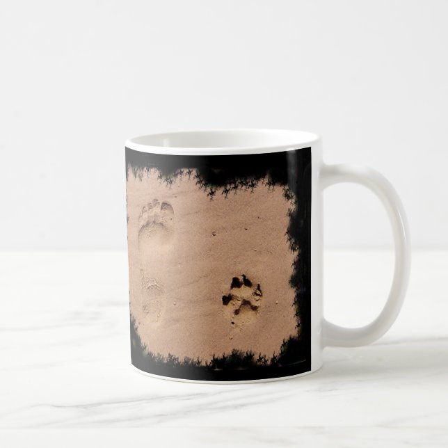 Taza De Café Mascota y huella en la arena (Derecha)