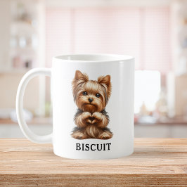 Taza De Café Mascota yorkie educado creando un corazón con pata
