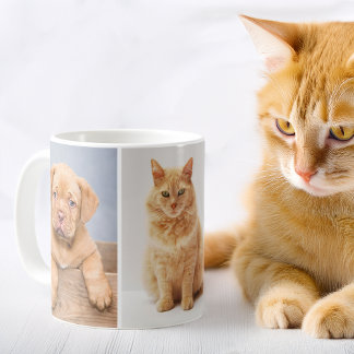Taza De Café Mascotas 3 Collage de fotos para Personalizado de