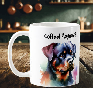 Taza De Café Mascotas Negros Rottweiler Personalizar