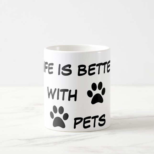 Taza De Café MASCOTAS-vida es mejor con mascotas (Centro)