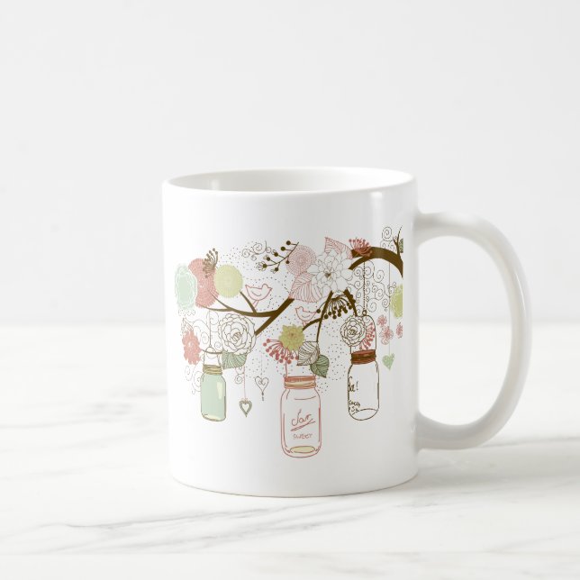 Taza De Café Mason Jars and Bonito Flowers (Derecha)