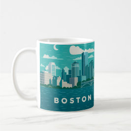 Taza De Café Massachusetts Night Cityscape | Boston City