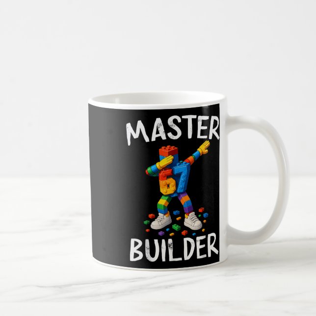 Taza De Café Master Builder Dabbing 67 Meme Building Blocks Bri (Derecha)