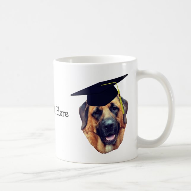 Taza De Café Mastiff En Graduación Cap Cute Personalizado (Derecha)
