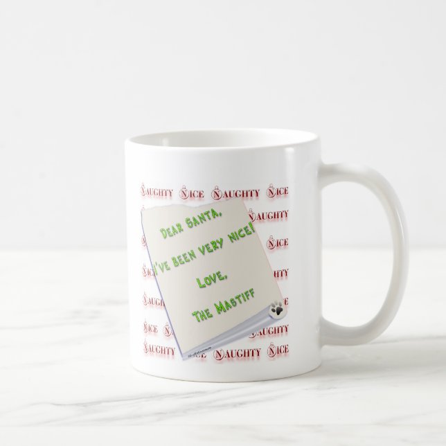 Taza De Café Mastiff Naughty o Nice (Derecha)
