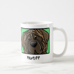 Taza De Café Mastín Brindle cuadrado del dibujo animado