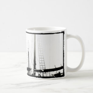 Taza De Café Mastres de barcos abstractos en blanco y negro
