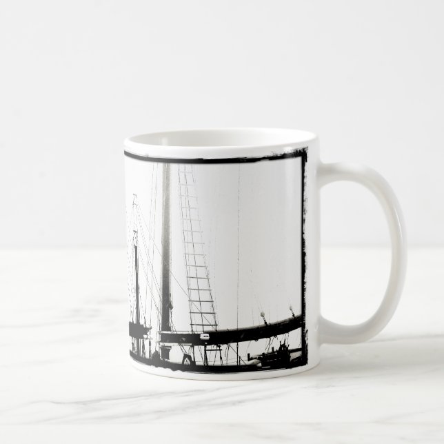Taza De Café Mastres de barcos abstractos en blanco y negro (Derecha)