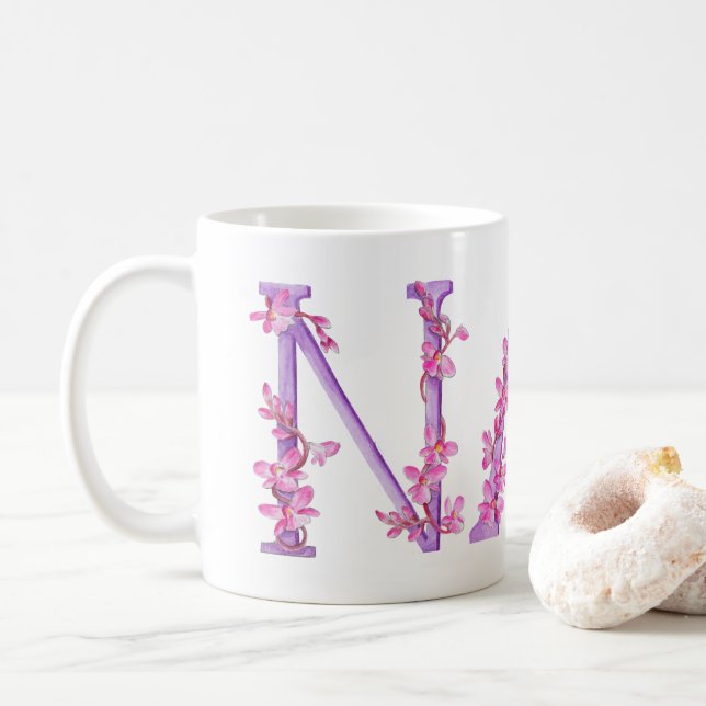 Taza De Café Mata de pintura rosa púrpura de Nan (Con donut)