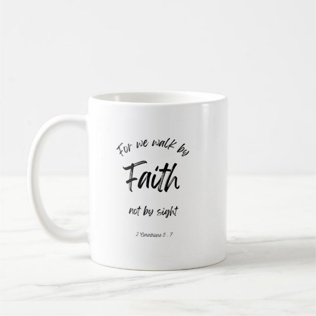Taza De Café Mata de versículo de la Biblia - Camina por la fe (Izquierda)