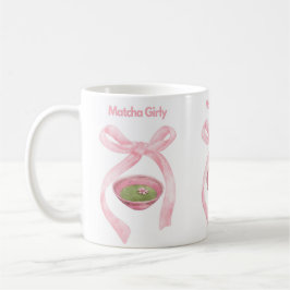Taza De Café Matcha, Coquette Bow, Pink Bow, Matcha Girly , Mat