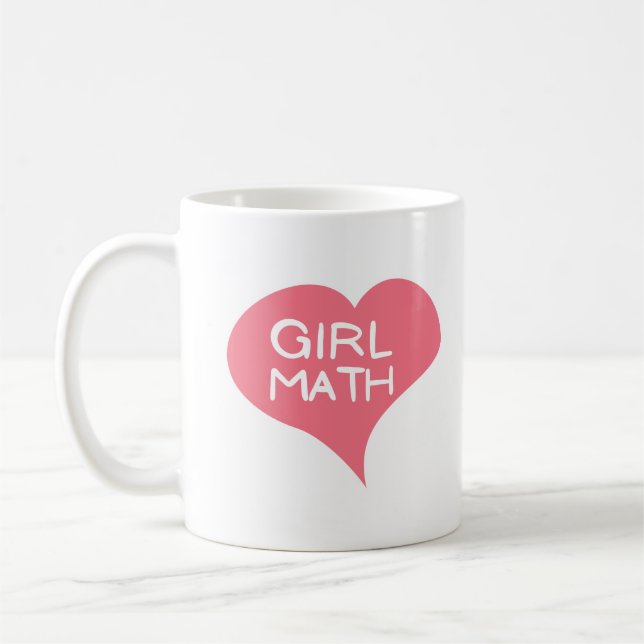 Taza De Café MATEMÁTICAS DE CHICA Corazón de Amor Rosa (Izquierda)