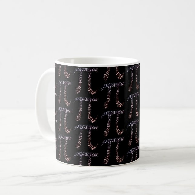 Taza De Café Matemáticas de dígitos de símbolos de Pi de degrad (Anverso izquierdo)