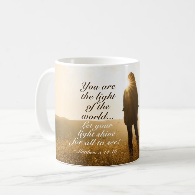 Taza De Café Mateo 5 14-16 Tú eres la luz del mundo (Anverso izquierdo)