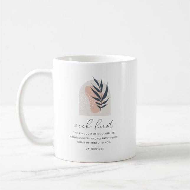 Taza De Café Mateo 6:33 Busca Primero (Izquierda)