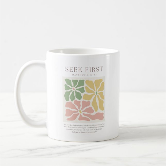 Taza De Café Mateo 6:33 Buscad Primero (Izquierda)