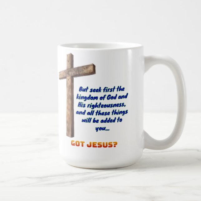 Taza De Café Mateo 6:33 Cruz (Derecha)