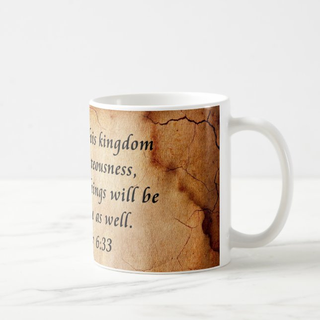 Taza De Café Mateo 6:33 Verso de la Biblia (Derecha)
