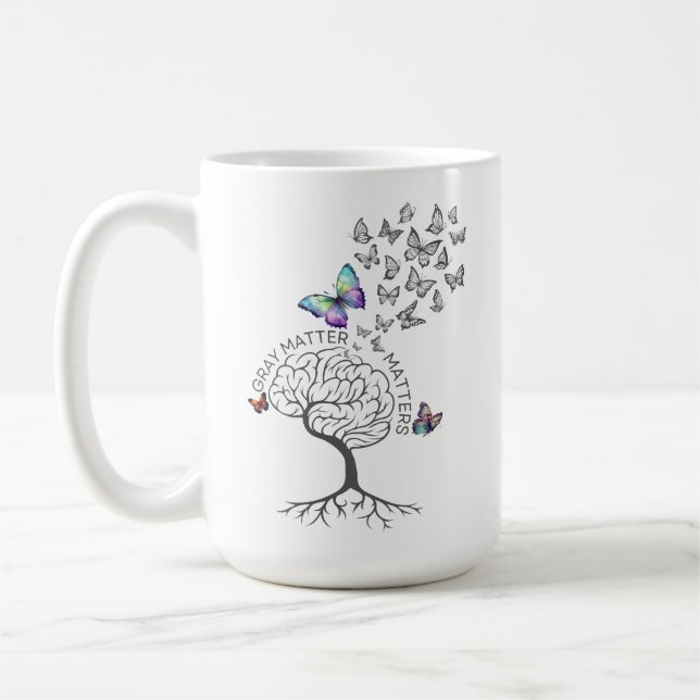 Taza De Café Materia gris (mariposas y árbol de la vida) (Izquierda)