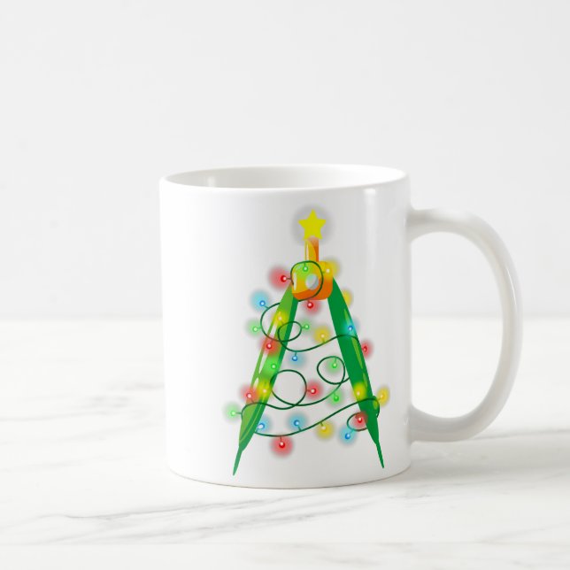 Taza De Café Math Teacher Comp Christmas Tree Lights School Geo (Derecha)