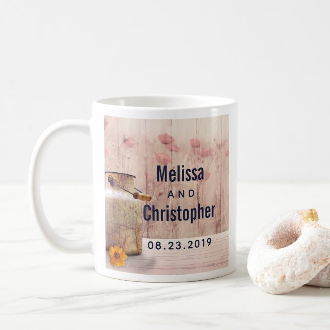 Taza De Café Matrimonio rural de leche rústica (Con donut)