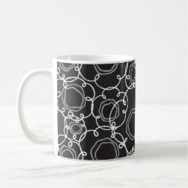 Taza De Café Matriz Floral Abstracta (Negro) Arte Fino