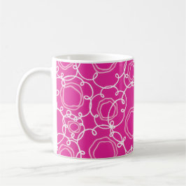Taza De Café Matriz floral abstracta (rosa intenso) Arte fino
