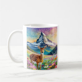 Taza De Café Matterhorn en Suiza y un Fawn