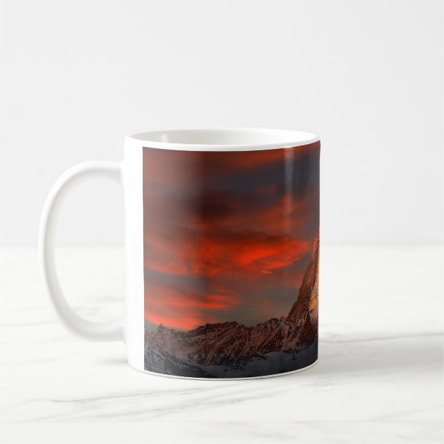 Taza De Café Matterhorn Montaña Snowy Ceramic Coffee Mug (Izquierda)