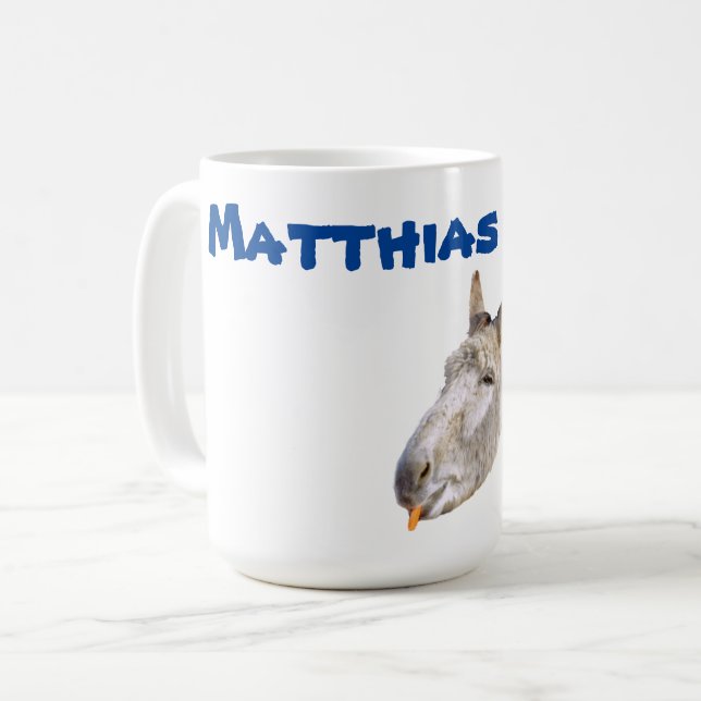 Taza De Café Matthias Nombre Con Un Burro, Café Mug (Anverso izquierdo)