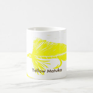 Taza De Café Matuka amarilla clásica trucha mosca