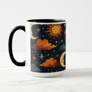Taza De Café Matutino Retro Celestial Sol Luna Reg