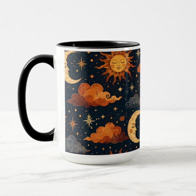 Taza De Café Matutino Retro Celestial Sol Luna Reg (Izquierda)
