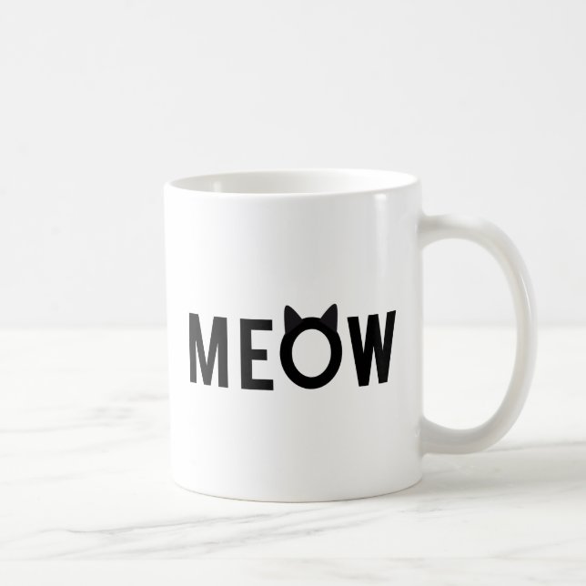 Taza De Café Maullido, diseño del texto con los oídos de gato (Derecha)