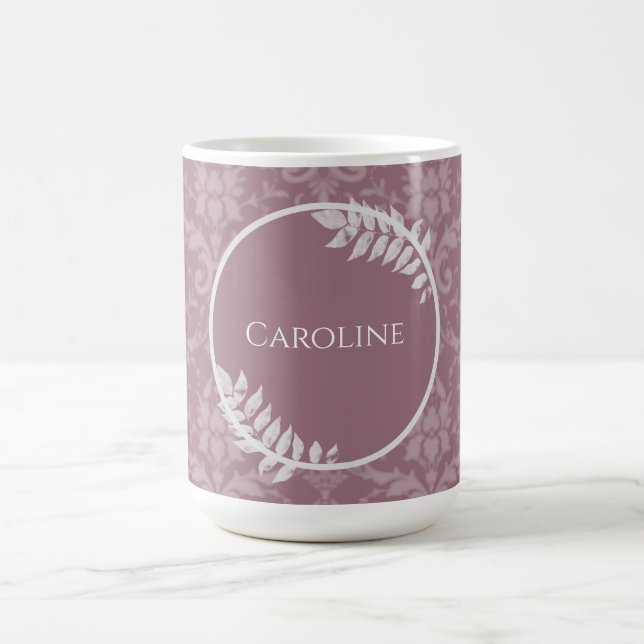Taza De Café Mauve Elegant Damask Personalizado Café Mug (Centro)