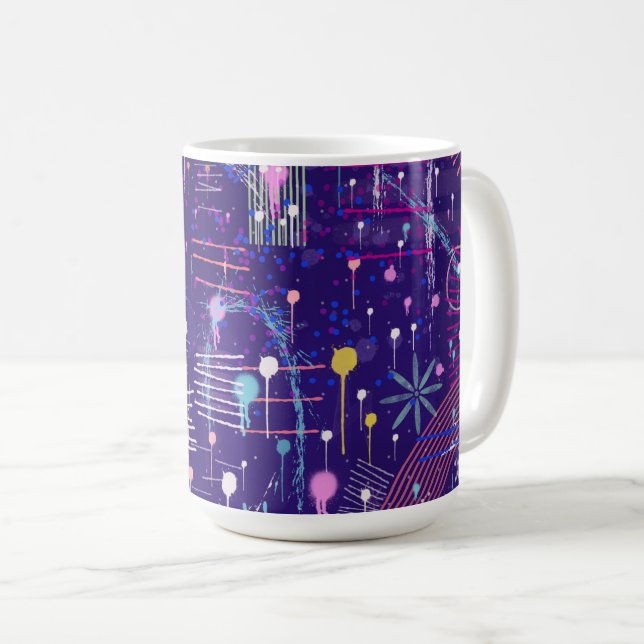 Taza De Café Maximalista Abstracto sobre Morado (Anverso derecho)