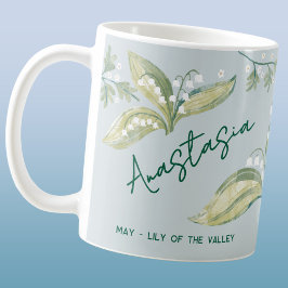 Taza De Café May Birth Flower Custom Name Lily of the Valley