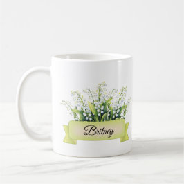 Taza De Café May Birth Flower Personalizada Lily del Valle