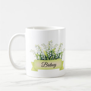 Taza De Café May Birth Flower Personalizada Lily del Valle