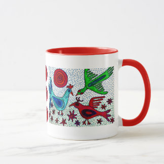 Taza de café maya de los pájaros