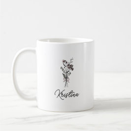Taza De Café Mayo de las flores de nacimiento y nombre de guión