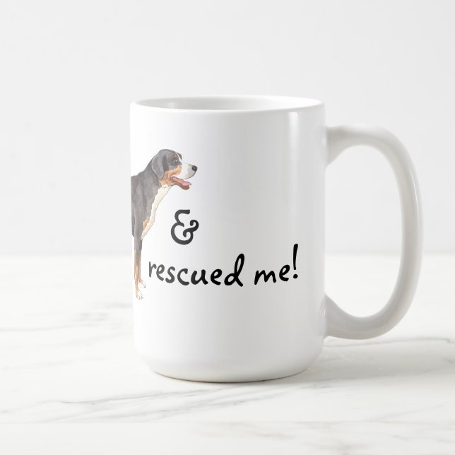 Taza De Café Mayor perro suizo de la montaña del rescate (Derecha)