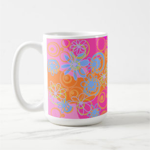 Taza De Café Mazipoodles Burbujas florales Naranja multicolor A