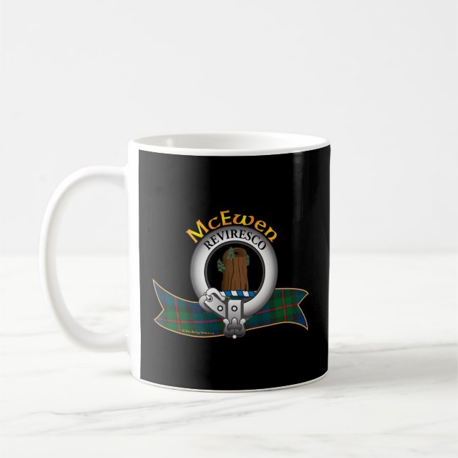 Taza De Café Mcewen Clan Tartan Escudo Motto (Izquierda)